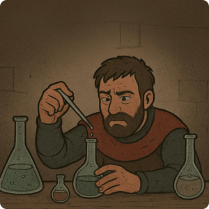 El caballero, después de estar acorralado durante varios años por el terrible dragón, decidió elaborar la pócima mágica de aquellos poderosos hechiceros, para así liberarse de las feroces garras del dragón.