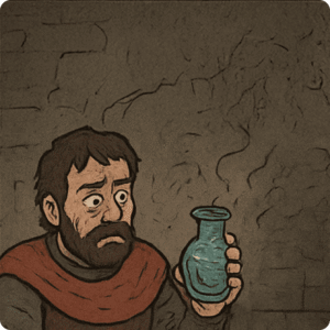 Custodiado por la terrible Cruda, pasó días enteros probando la fórmula perfecta para elaborar la pócima.